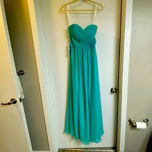 Azazie Yazmin Strapless Dress, Size A4 in Turquoise
